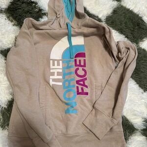The North Face Beige and Teal Hoodie